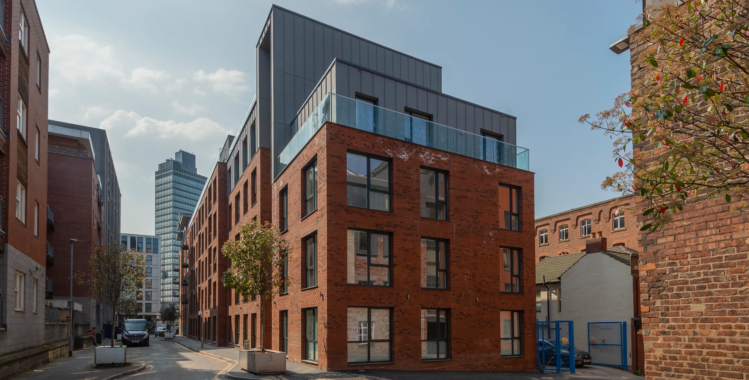 View of Halo Apartments from the street.