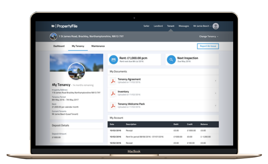 Laptop showing PropertyFile Website.