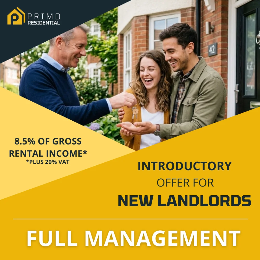 New Landlord introductory offer. 8.5% of Gross rental Income.